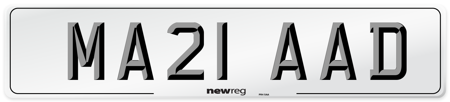 MA21 AAD Number Plate from New Reg